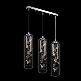 Szklana lampa wisząca Kreatywna nordycka lampa cylindryczna Motyl