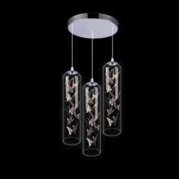 Szklana lampa wisząca Kreatywna nordycka lampa cylindryczna Motyl
