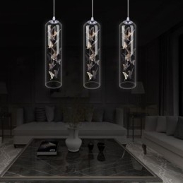 Szklana lampa wisząca Kreatywna nordycka lampa cylindryczna Motyl