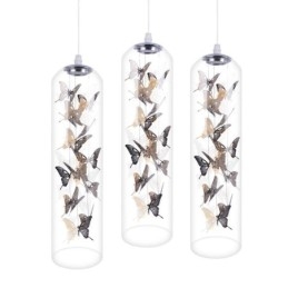 Szklana lampa wisząca Kreatywna nordycka lampa cylindryczna Motyl