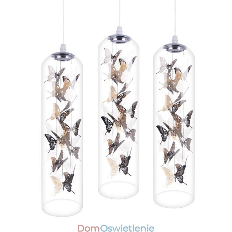 Szklana lampa wisząca Kreatywna nordycka lampa cylindryczna Motyl