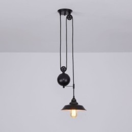 Industrialna lampa wisząca Farmhouse Pulley, chowana, regulowana wysokość