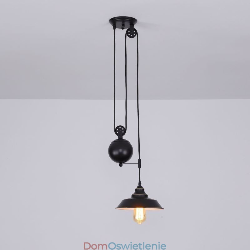 Industrialna lampa wisząca Farmhouse Pulley, chowana, regulowana wysokość
