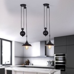 Industrialna lampa wisząca Farmhouse Pulley, chowana, regulowana wysokość
