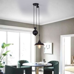 Industrialna lampa wisząca Farmhouse Pulley, chowana, regulowana wysokość