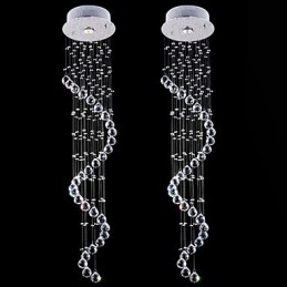 Kryształowa lampa wisząca żyrandol oświetlenie 1 światła srebrny Canpoy przezroczysty K9 kryształowe lampy sufitowe Helix H120CM