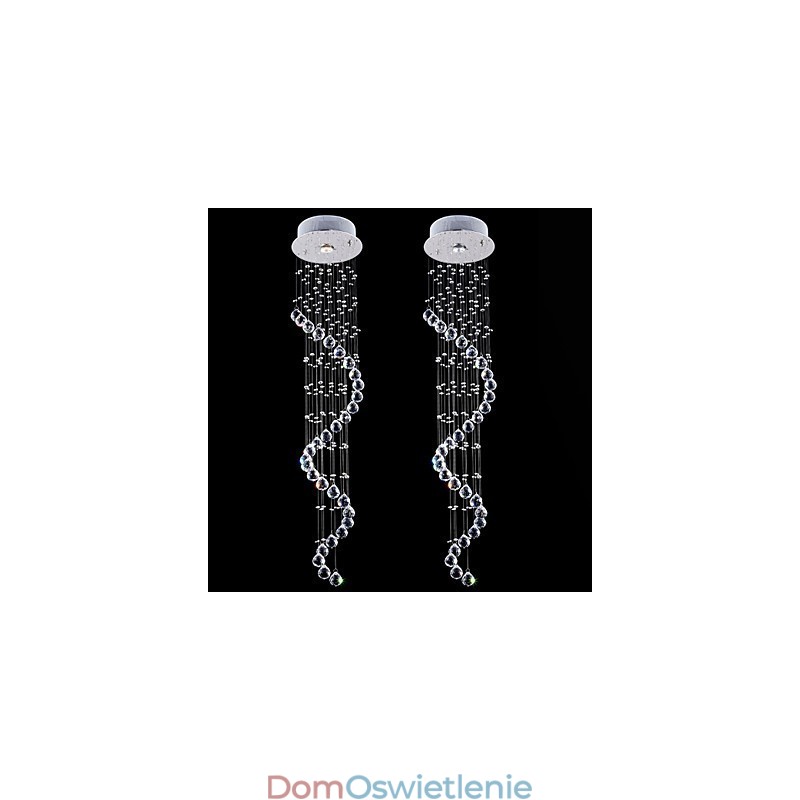 Kryształowa lampa wisząca żyrandol oświetlenie 1 światła srebrny Canpoy przezroczysty K9 kryształowe lampy sufitowe Helix H120CM