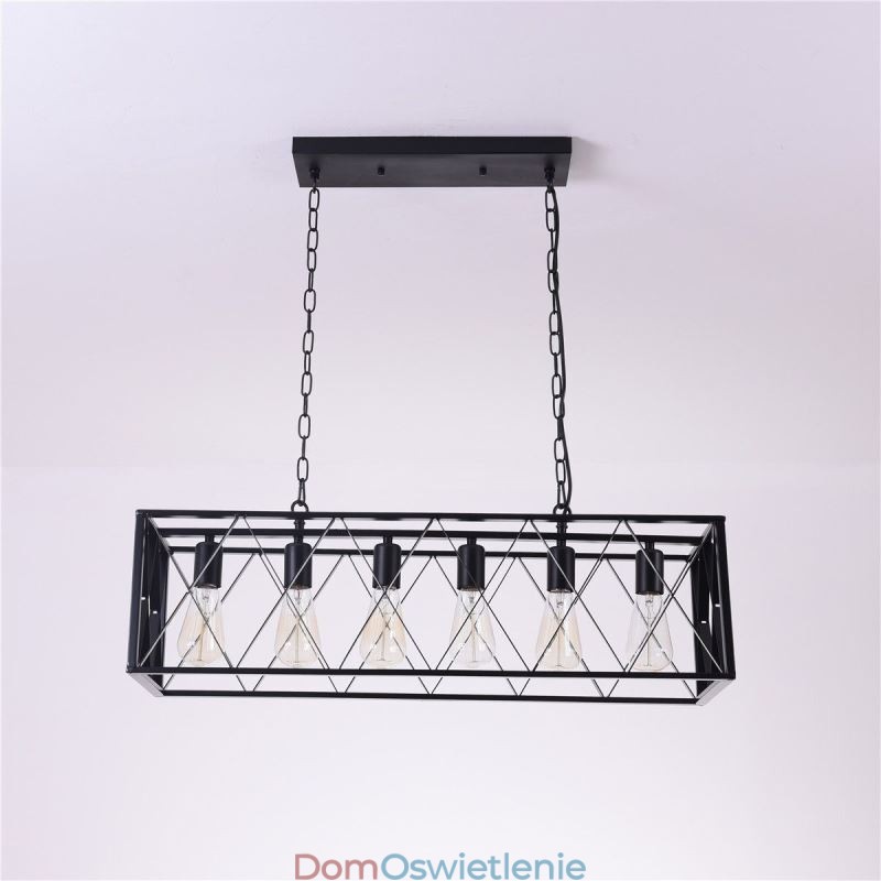 Rustykalna prostokątna lampa wisząca 6 świateł wiszących w stylu wiejskim