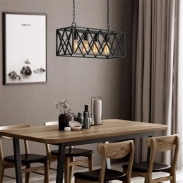 Rustykalna prostokątna lampa wisząca 4 światła Farmhouse wisząca lampa
