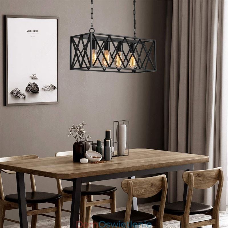Rustykalna prostokątna lampa wisząca 4 światła Farmhouse wisząca lampa