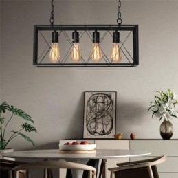 Rustykalna prostokątna lampa wisząca 4 światła Farmhouse wisząca lampa