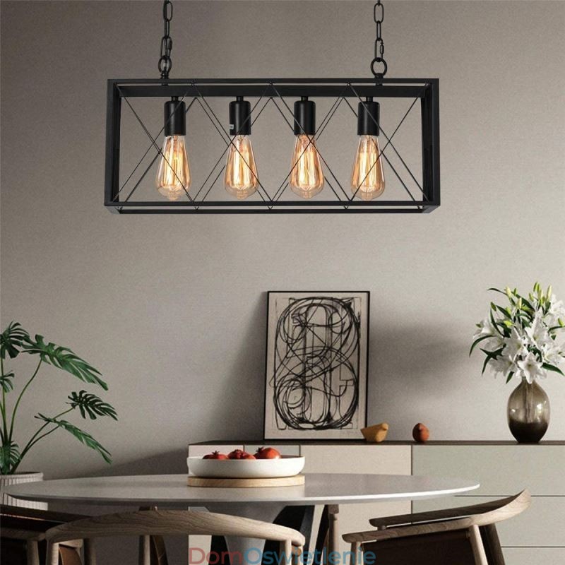 Rustykalna prostokątna lampa wisząca 4 światła Farmhouse wisząca lampa