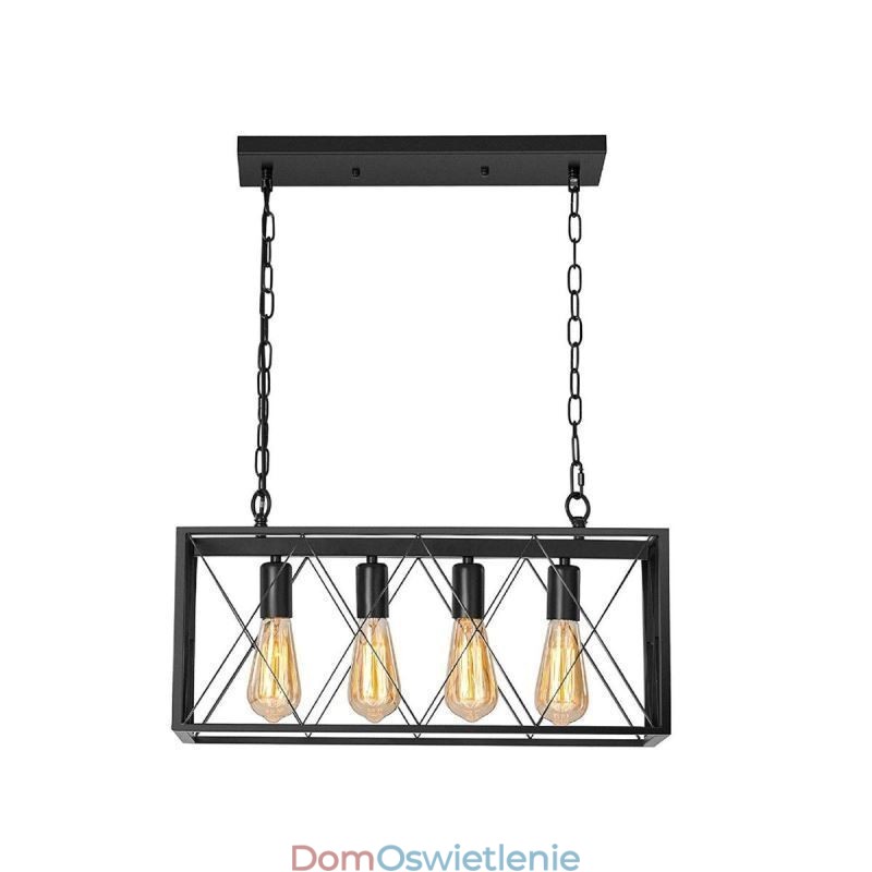 Rustykalna prostokątna lampa wisząca 4 światła Farmhouse wisząca lampa