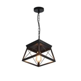 Vintage Trapezoidalna lampa wisząca Metalowa czarna lampa sufitowa