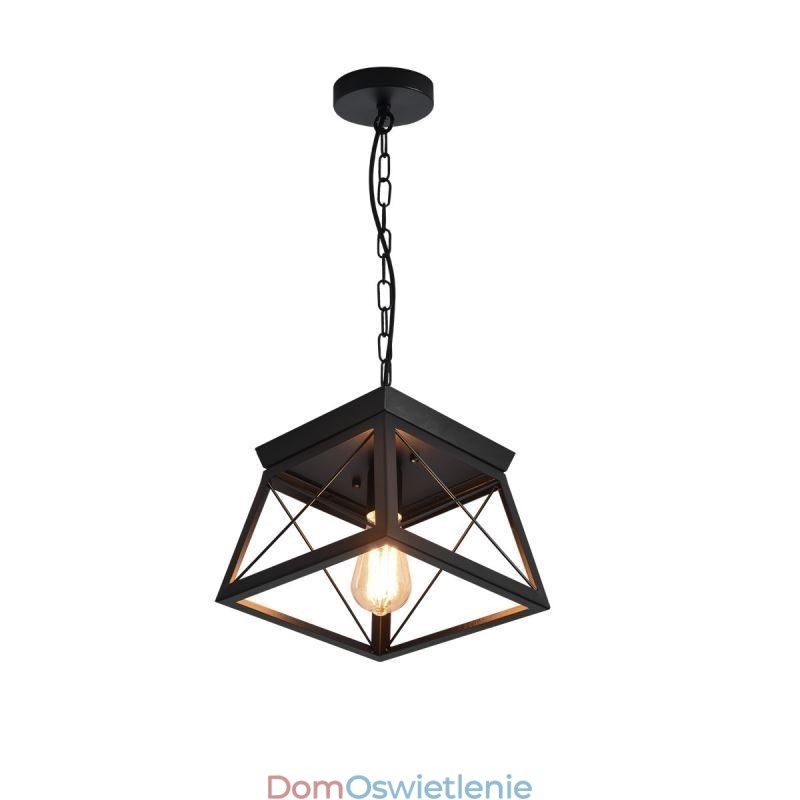 Vintage Trapezoidalna lampa wisząca Metalowa czarna lampa sufitowa