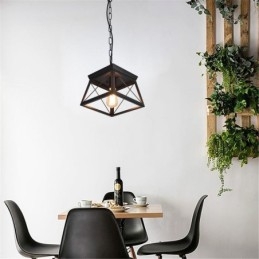 Vintage Trapezoidalna lampa wisząca Metalowa czarna lampa sufitowa