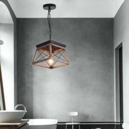 Vintage Trapezoidalna lampa wisząca Metalowa czarna lampa wisząca