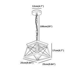 Vintage Trapezoidalna lampa wisząca Metalowa czarna lampa wisząca