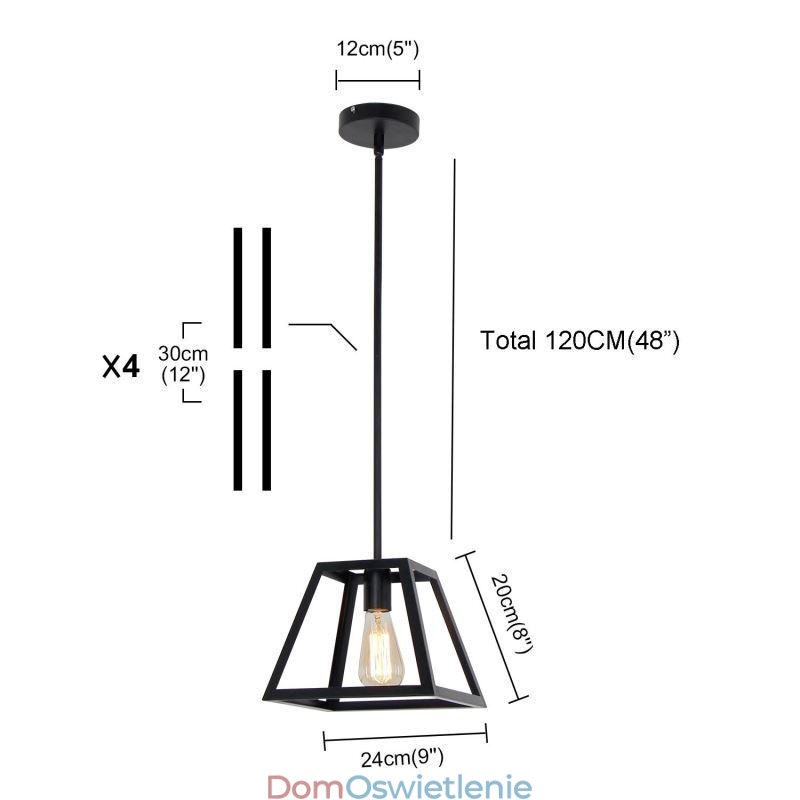 Rustykalna lampa wisząca Farmhouse Industrial Mini Metalowa lampa sufitowa Trapezoidalny kształt wyspa
