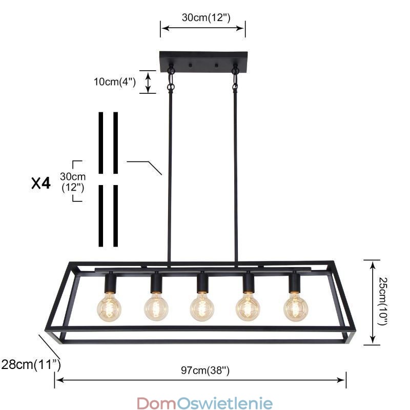 Industrialna metalowa lampa wisząca trapezoidalna wisząca lampa sufitowa