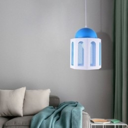 Wisząca lampa w kształcie zamku, nowoczesna, niebiesko-biała