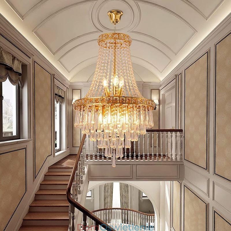 Nowoczesny kryształowy żyrandol Współczesna elegancka lampa sufitowa Duplex Stair