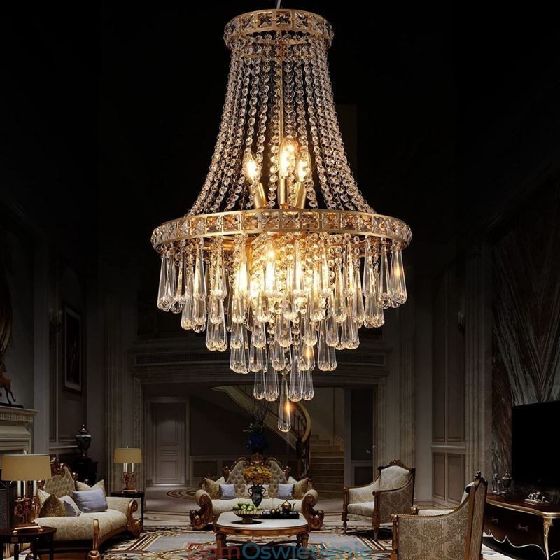 Nowoczesny kryształowy żyrandol Współczesna elegancka lampa sufitowa Duplex Stair