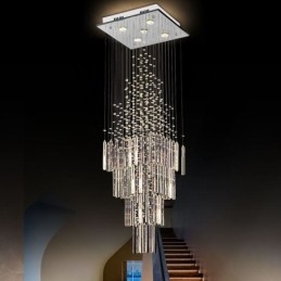 Nowoczesny kryształowy żyrandol kwadratowy Współczesna elegancka lampa sufitowa Duplex Stair
