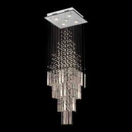 Nowoczesny kryształowy żyrandol kwadratowy Współczesna elegancka lampa sufitowa Duplex Stair