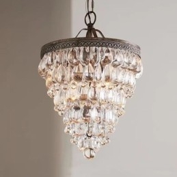 Amerykańska kryształowa lampa sufitowa, rustykalna, okrągła lampa wisząca w stylu retro