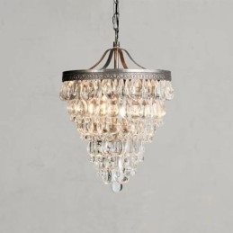 Amerykańska kryształowa lampa sufitowa, rustykalna, okrągła lampa wisząca w stylu retro