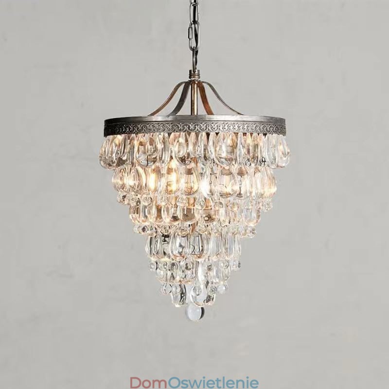 Amerykańska kryształowa lampa sufitowa, rustykalna, okrągła lampa wisząca w stylu retro