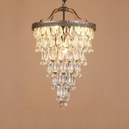 Amerykańska kryształowa lampa sufitowa, rustykalna, okrągła lampa wisząca w stylu retro
