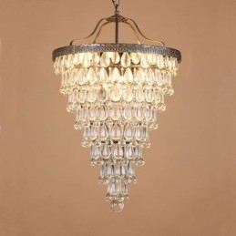 Amerykańska kryształowa lampa sufitowa, rustykalna, okrągła lampa wisząca w stylu retro
