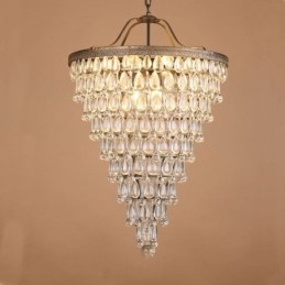 Amerykańska kryształowa lampa sufitowa, rustykalna, okrągła lampa wisząca w stylu retro