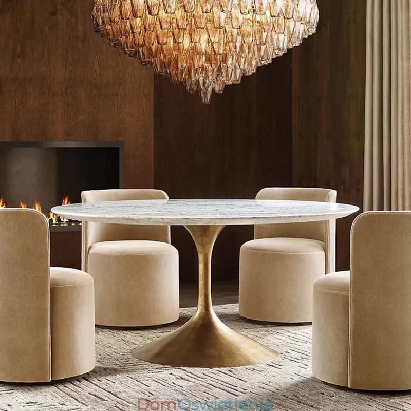 Amerykańska lampa wisząca, lampa sufitowa, szkło, bursztyn, przezroczysta, 90 cm, 14 świateł