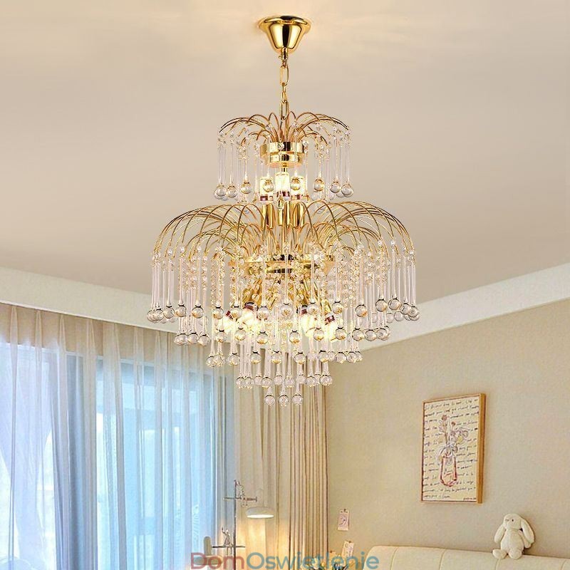 Kryształowa lampa wisząca Elegancka, dwustronna dekoracyjna lampa sufitowa
