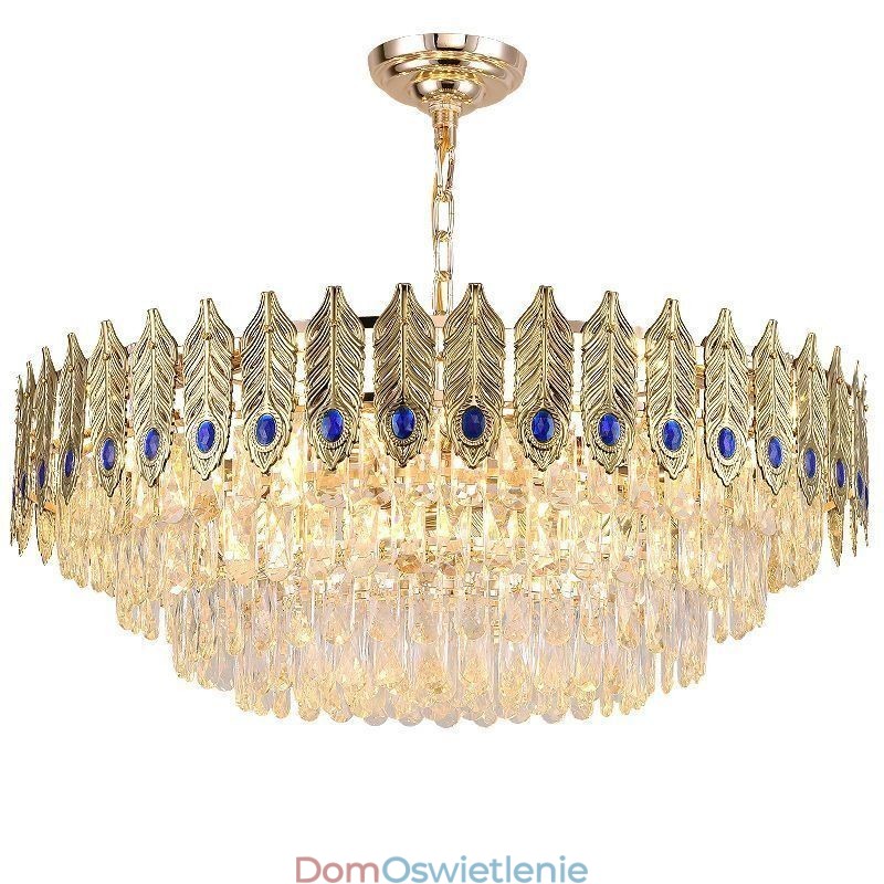 Złota lampa wisząca z kryształu piórkowego Duplex dekoracyjna lampa sufitowa