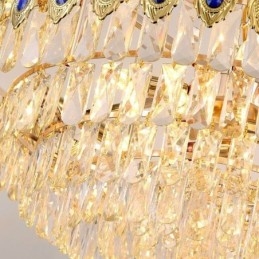 Złota lampa wisząca z kryształu piórkowego Duplex dekoracyjna lampa sufitowa
