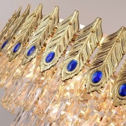 Złota lampa wisząca z kryształu piórkowego Duplex dekoracyjna lampa sufitowa