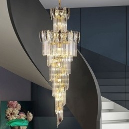 Kryształowa lampa wisząca Duplex stożkowa dekoracyjna lampa sufitowa 70 cm