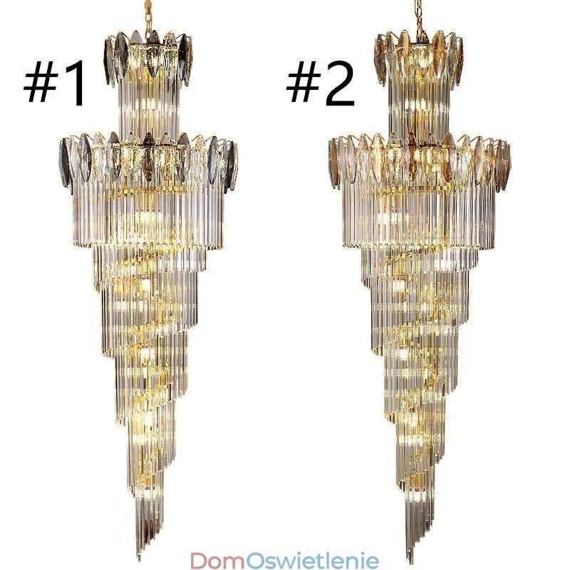 Kryształowa lampa wisząca Duplex stożkowa dekoracyjna lampa sufitowa 70 cm