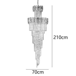 Kryształowa lampa wisząca Duplex stożkowa dekoracyjna lampa sufitowa 70 cm