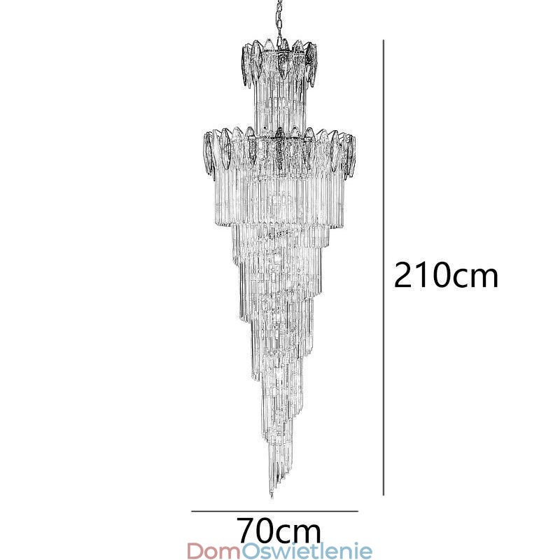 Kryształowa lampa wisząca Duplex stożkowa dekoracyjna lampa sufitowa 70 cm