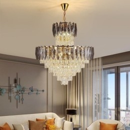 Stożkowa kryształowa lampa wisząca Duplex dekoracyjna lampa sufitowa 80 cm