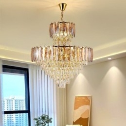 Stożkowa kryształowa lampa wisząca Duplex dekoracyjna lampa sufitowa 80 cm