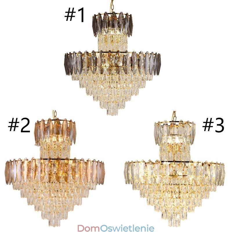 Stożkowa kryształowa lampa wisząca Duplex dekoracyjna lampa sufitowa 80 cm