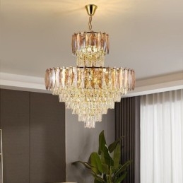 Stożkowa kryształowa lampa wisząca Duplex dekoracyjna lampa sufitowa 80 cm