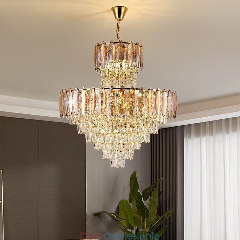 Stożkowa kryształowa lampa wisząca Duplex dekoracyjna lampa sufitowa 80 cm