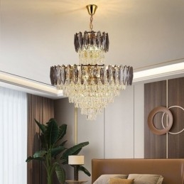 Stożkowa kryształowa lampa wisząca Duplex dekoracyjna lampa sufitowa 80 cm